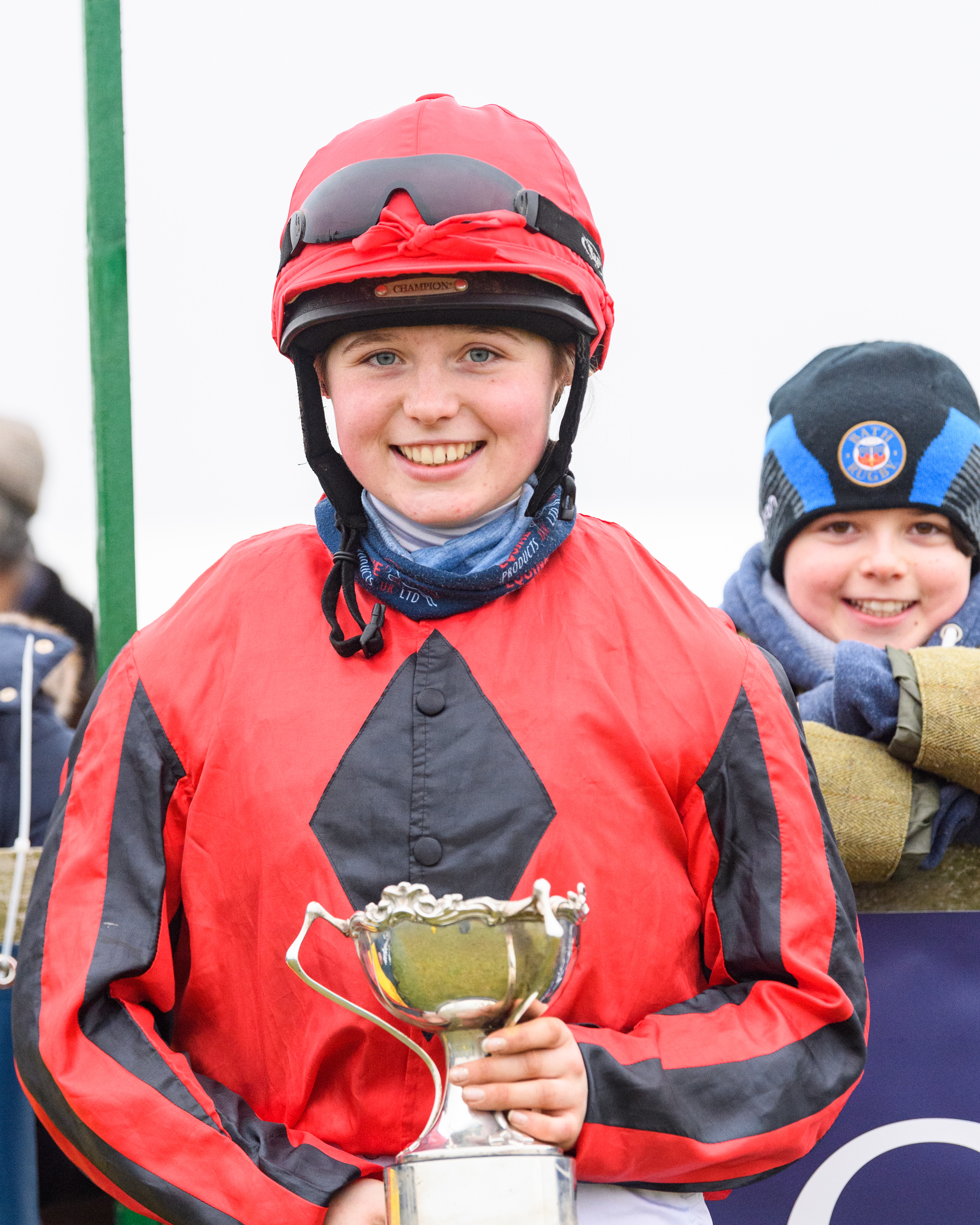 A smiling Grace Knowles rides her first winner